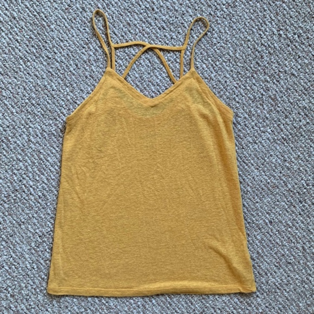 Mustard yellow linen blend top